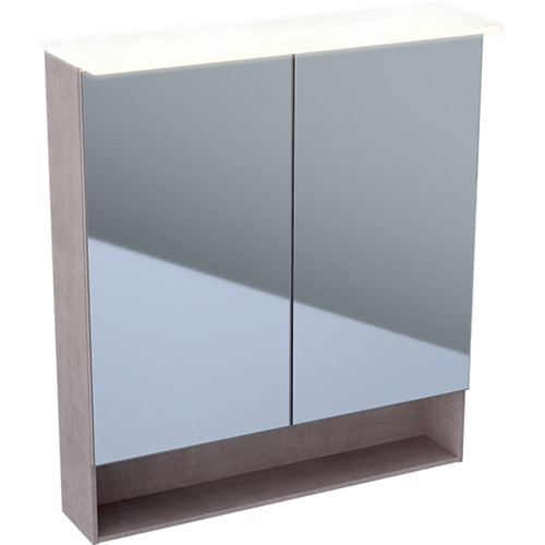 Immagine di Geberit ACANTO specchio contenitore L.75 cm, con illuminazione e due ante, finitura rovere mystic 500.645.00.2