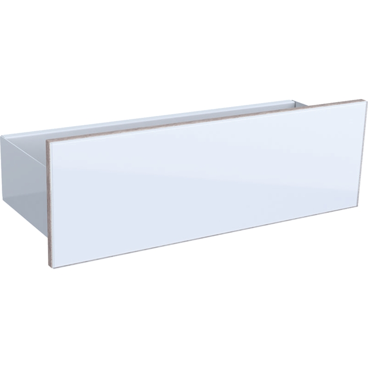 Immagine di Geberit ACANTO mensola contenitore 45 cm completa di ganci portaoggetti, corpo colore bianco/opaco, fronte bianco/vetro lucido 500.617.01.2