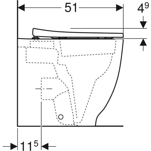 Immagine di Geberit ACANTO vaso a pavimento a cacciata Rimfree®, installazione a filo parete, completo di sedile con chiusura ammortizzata e sgancio rapido, colore bianco finitura lucido 500.824.00.1