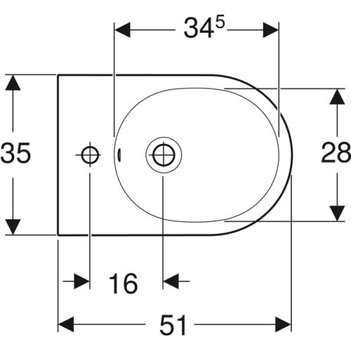 Immagine di Geberit ACANTO bidet a pavimento monoforo, a filo parete, con fissaggio nascosto e troppopieno, colore bianco, finitura lucido 500.603.01.2