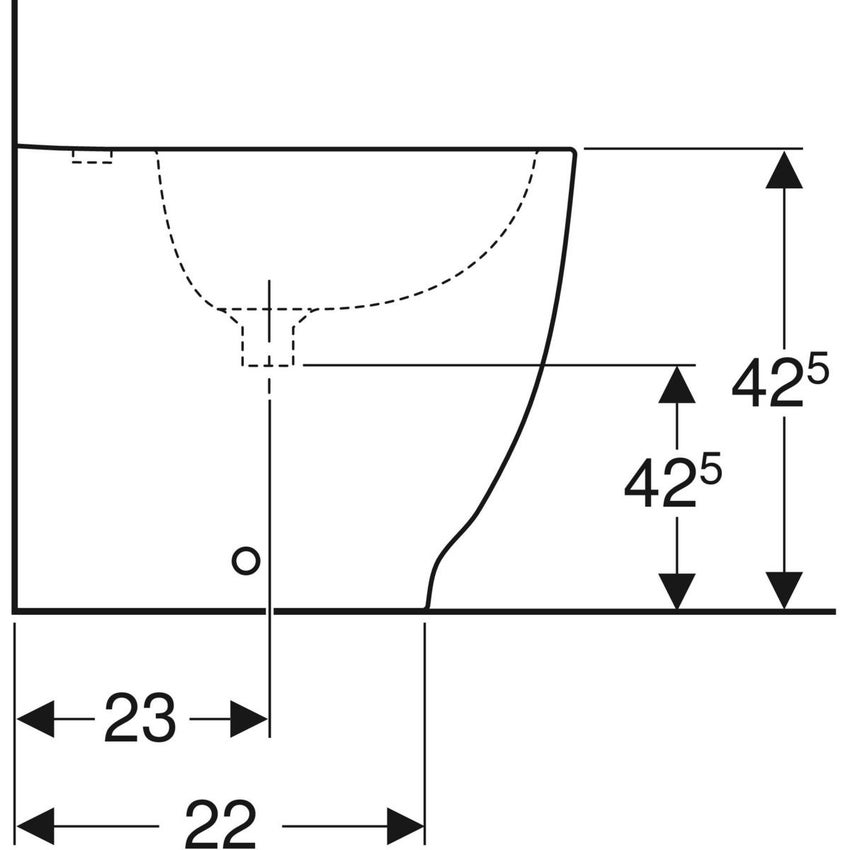 Immagine di Geberit ACANTO bidet a pavimento monoforo, a filo parete, con fissaggio nascosto e troppopieno, colore bianco, finitura lucido 500.603.01.2