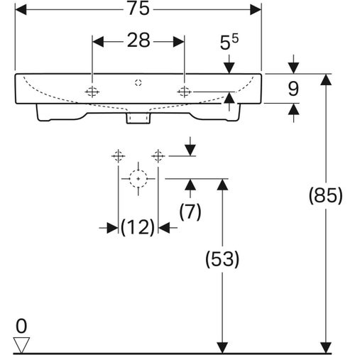 Immagine di Geberit ICON lavabo 75 cm con rubinetteria monoforo, colore bianco/KeraTect finitura lucido 124075600