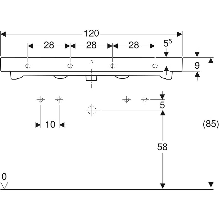 Immagine di Geberit ICON lavabo 120 cm con rubinetteria monoforo, colore bianco/KeraTect finitura lucido 124020600