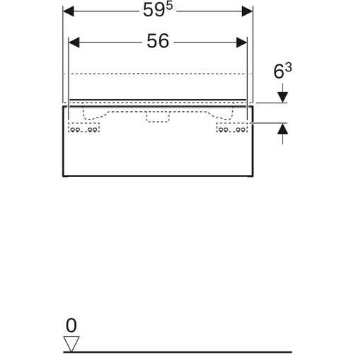 Immagine di Geberit ICON mobile sospeso L.60 cm per lavabo, con un cassetto, maniglia finitura cromo, mobile colore bianco finitura lucido 502.310.01.2