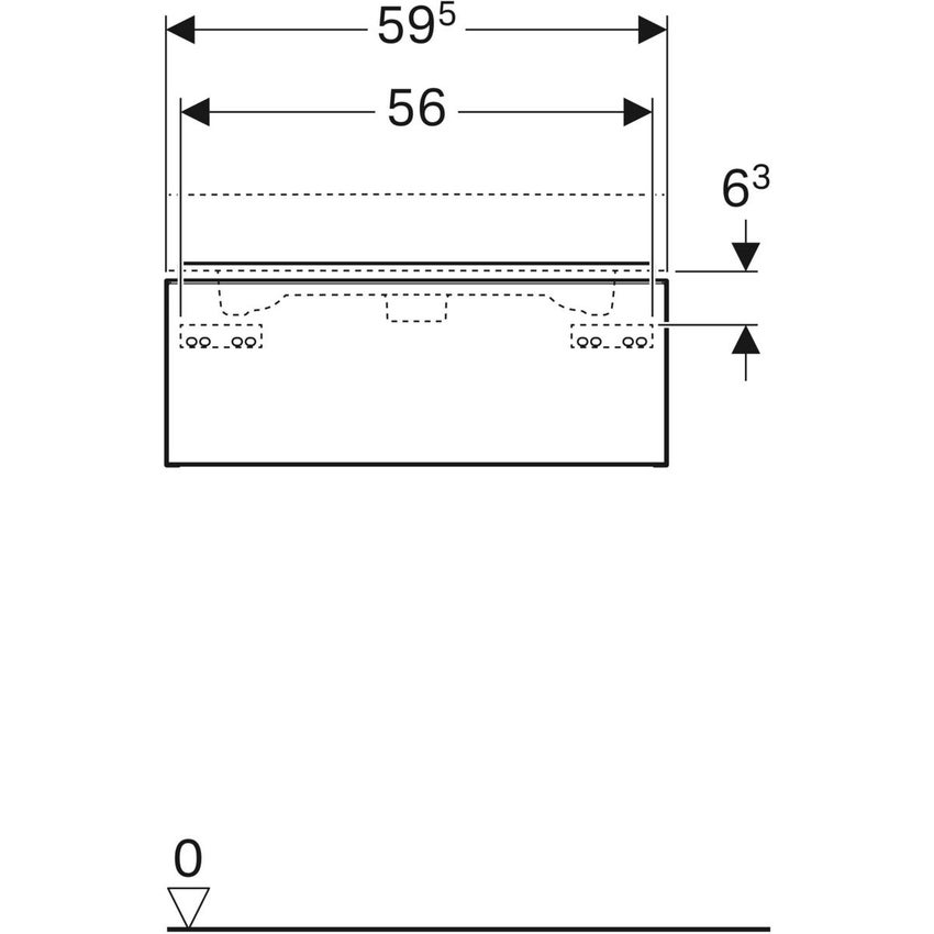 Immagine di Geberit ICON mobile sospeso L.60 cm per lavabo, con un cassetto, maniglia finitura cromo, mobile colore bianco finitura lucido 502.310.01.2