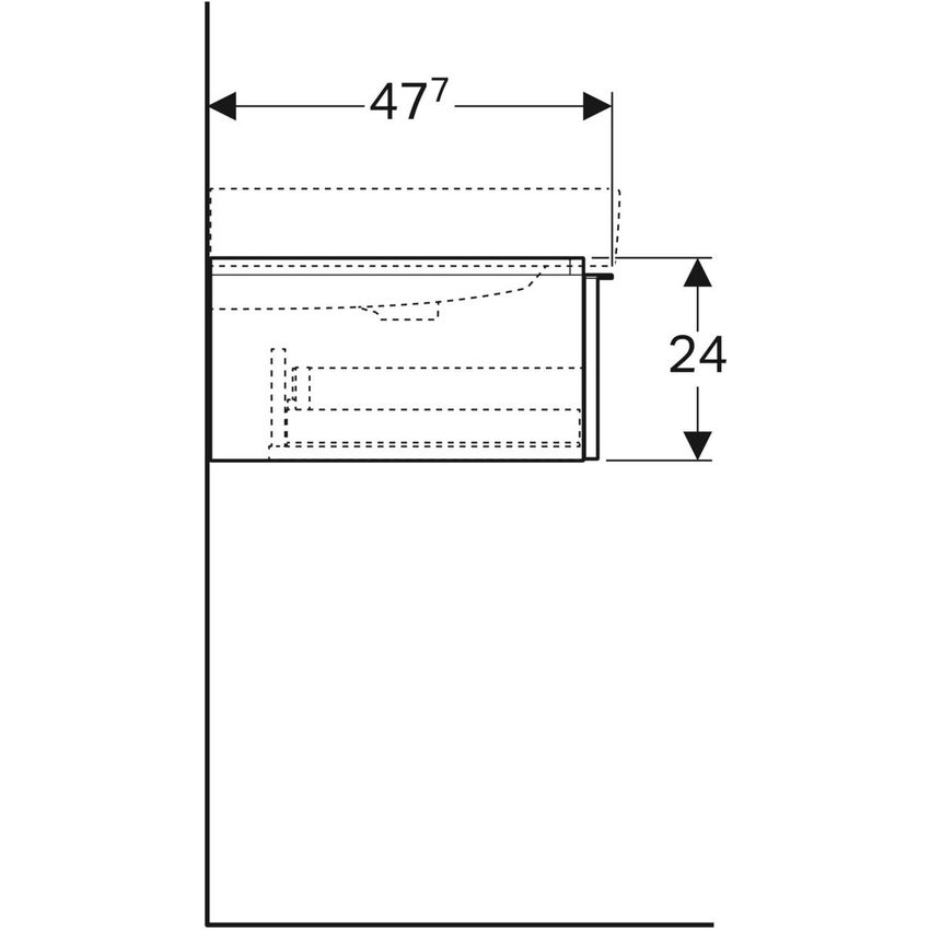 Immagine di Geberit ICON mobile sospeso L.60 cm per lavabo, con un cassetto, maniglia finitura cromo, mobile colore bianco finitura lucido 502.310.01.2