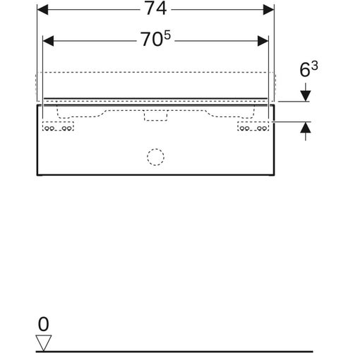 Immagine di Geberit ICON mobile sospeso L.75 cm per lavabo, con un cassetto, maniglia finitura cromo, mobile colore bianco finitura lucido 502.311.01.2