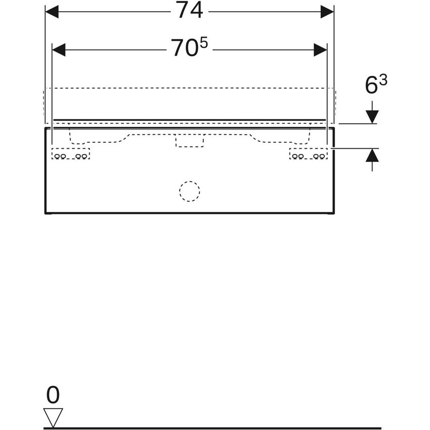 Immagine di Geberit ICON mobile sospeso L.75 cm per lavabo, con un cassetto, maniglia finitura cromo, mobile colore bianco finitura lucido 502.311.01.2
