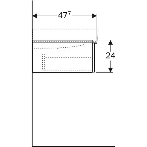 Immagine di Geberit ICON mobile sospeso L.75 cm per lavabo, con un cassetto, maniglia finitura cromo, mobile colore bianco finitura lucido 502.311.01.2