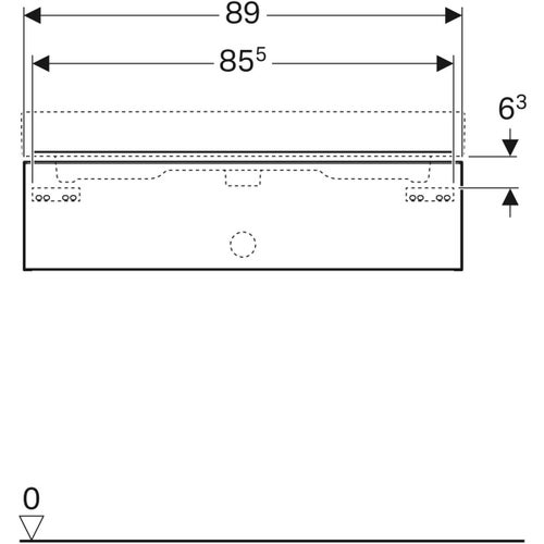 Immagine di Geberit ICON mobile sospeso L.90 cm per lavabo, con un cassetto, maniglia finitura cromo, mobile colore bianco finitura lucido 502.312.01.2