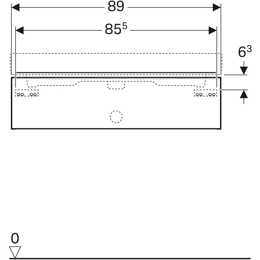 Immagine di Geberit ICON mobile sospeso L.90 cm per lavabo, con un cassetto, maniglia finitura cromo, mobile colore bianco finitura lucido 502.312.01.2