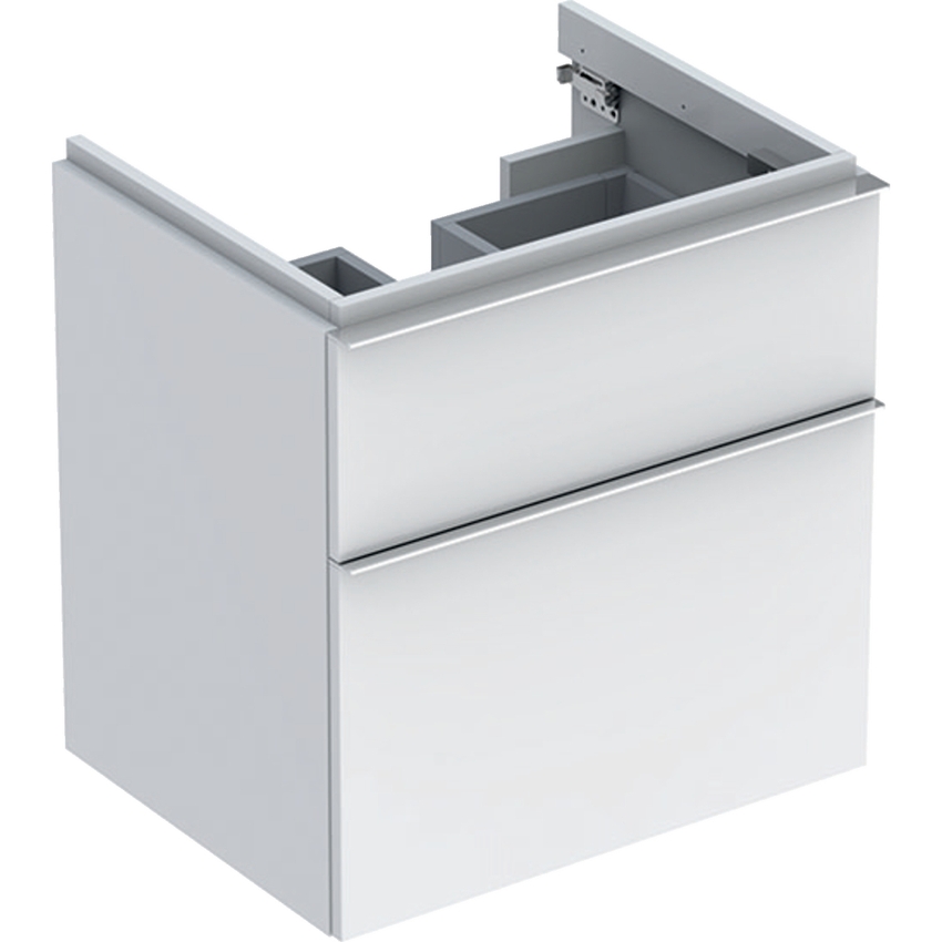 Immagine di Geberit ICON mobile sospeso L.60 cm per lavabo, con due cassetti, maniglia finitura cromo, colore bianco finitura lucido 502.303.01.2