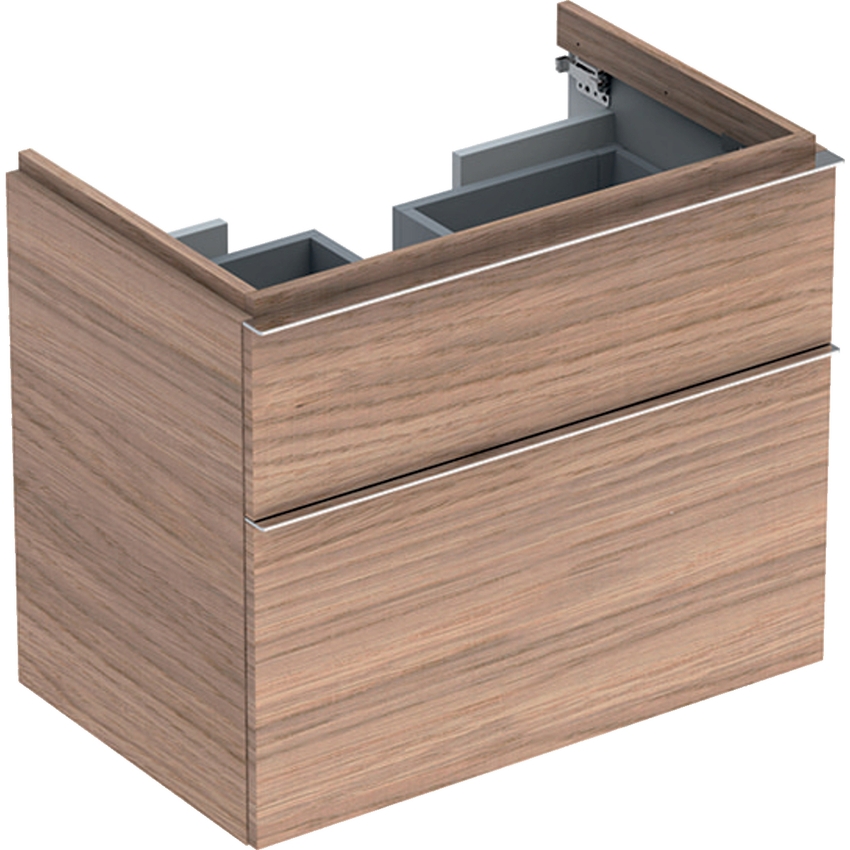 Immagine di Geberit ICON mobile sospeso L.75 cm per lavabo, con due cassetti, maniglia colore lava finitura opaco, mobile finitura rovere 502.304.JH.1