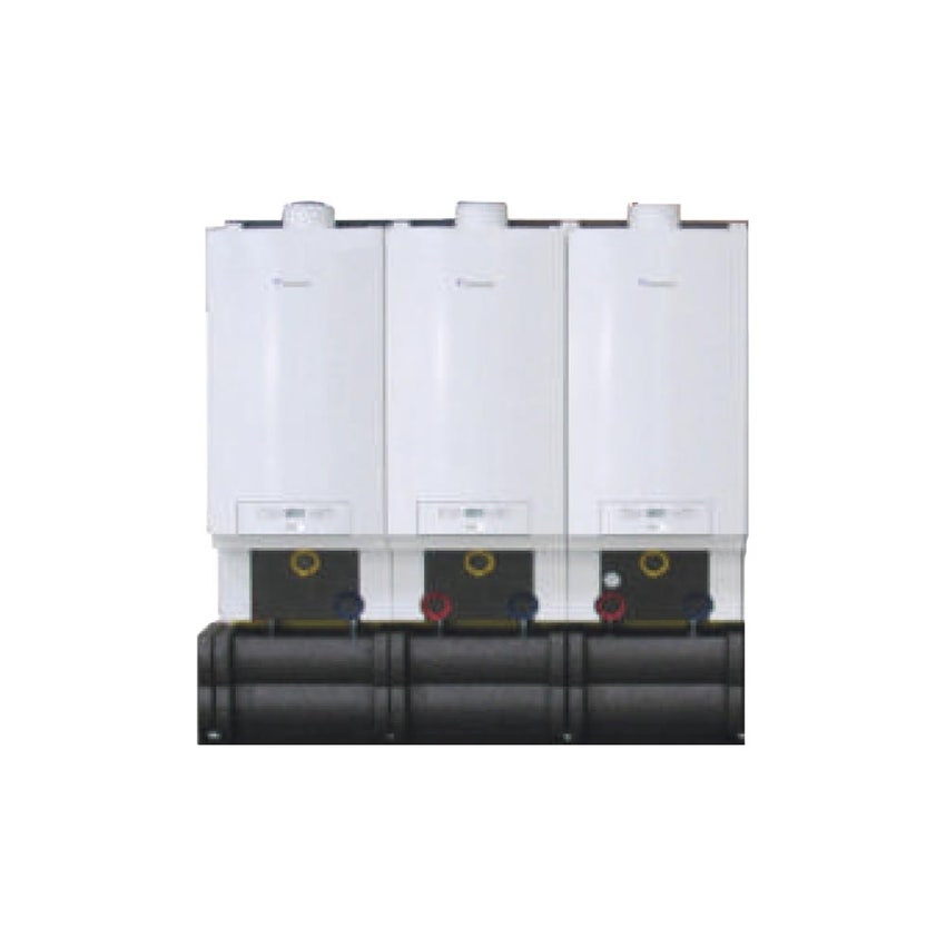 Immagine di Bosch Kit J 3/240IL0-3 Generatore modulare con tre caldaie murali Cerapur Maxx in linea da 240 kW, a condensazione SOLO riscaldamento alta potenza per centrali termiche 7735265266