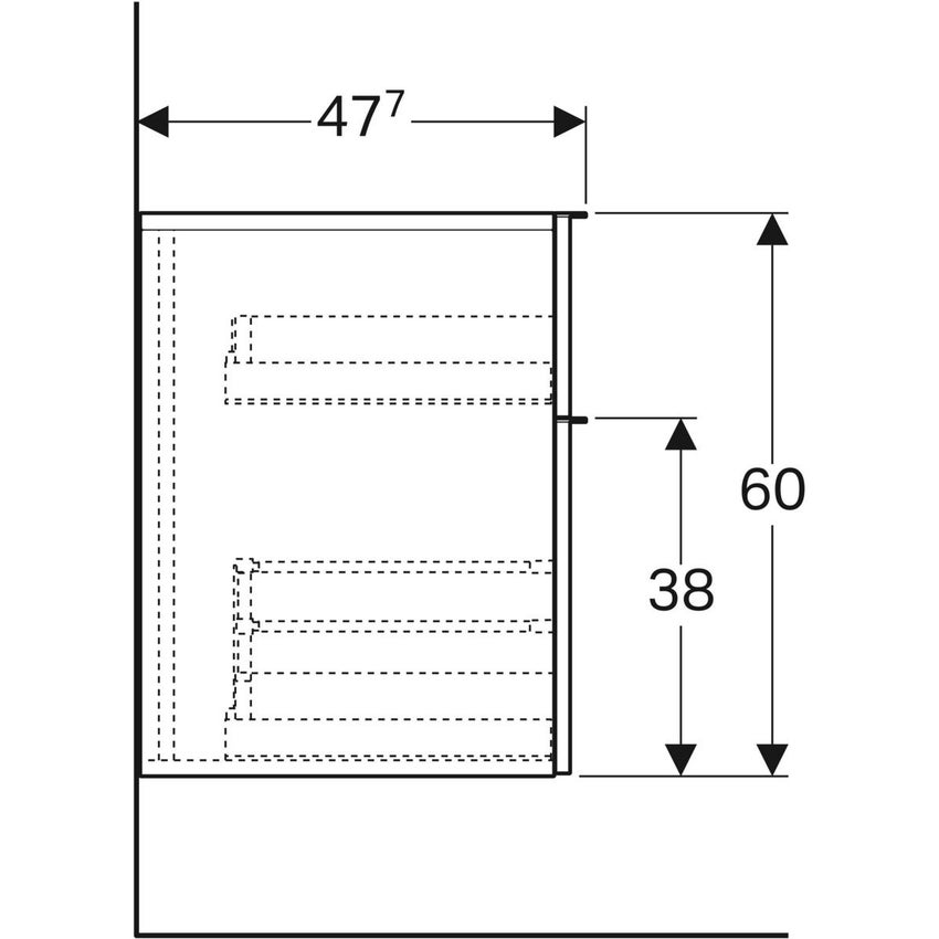 Immagine di Geberit ICON mobile laterale 45 cm con due cassetti, colore platino finitura lucido 840047000