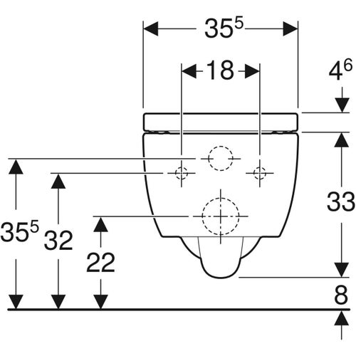Immagine di Geberit ICON vaso sospeso a cacciata con sedile del vaso, colore bianco finitura lucido 500.813.00.1