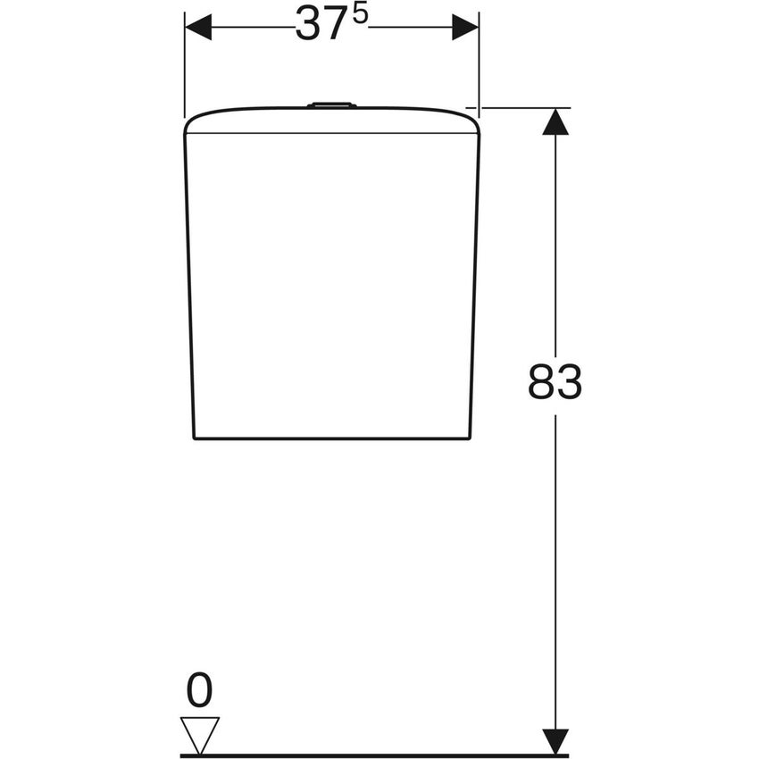 Immagine di Geberit ICON SQUARE cassetta di risciacquo esterna, monoblocco, con risciacquo a due quantità, allacciamento idrico laterale o inferiore, colore bianco finitura KeraTect 228950600