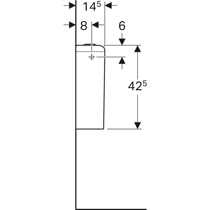 Immagine di Geberit ICON SQUARE cassetta di risciacquo esterna, monoblocco, con risciacquo a due quantità, allacciamento idrico laterale o inferiore, colore bianco finitura KeraTect 228950600