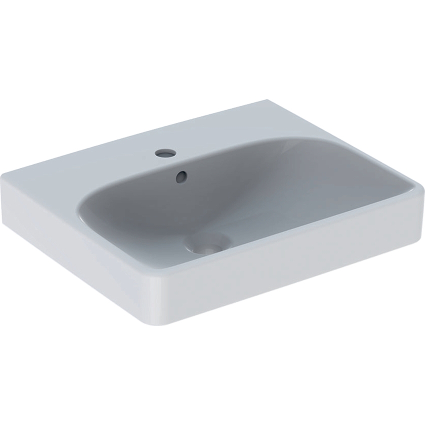Immagine di Geberit SMYLE SQUARE lavabo rettangolare L.50 cm, con foro rubinetteria e troppopieno, colore bianco finitura KeraTect 500.256.01.8