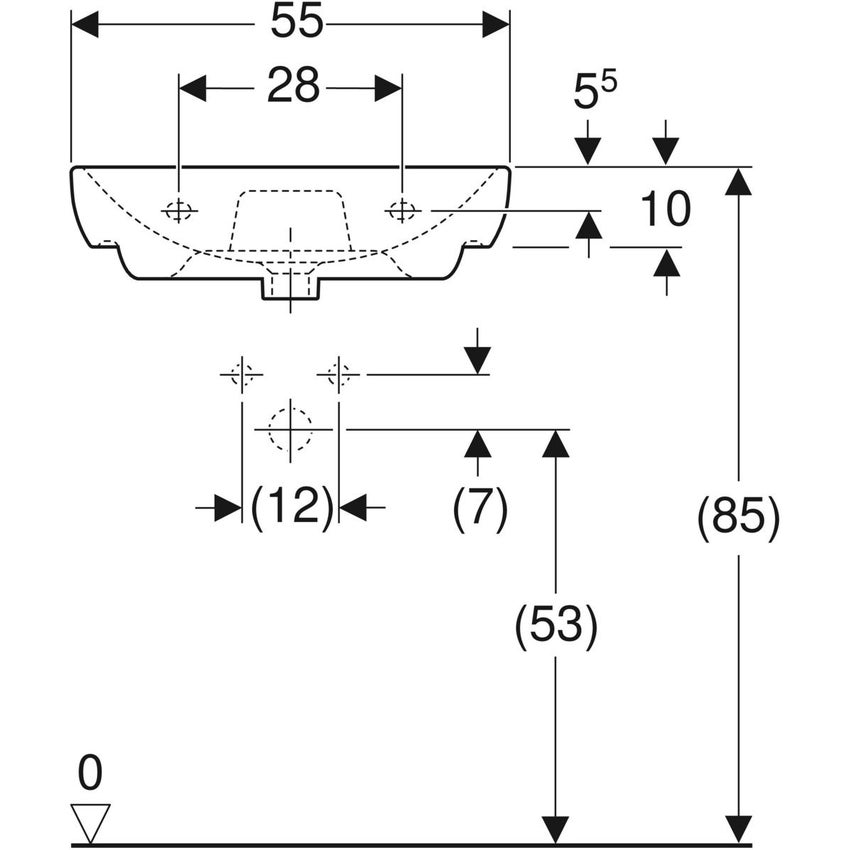 Immagine di Geberit SMYLE lavabo L.55 cm, per rubinetteria monoforo, con troppopieno, colore bianco finitura lucido 500.227.01.1