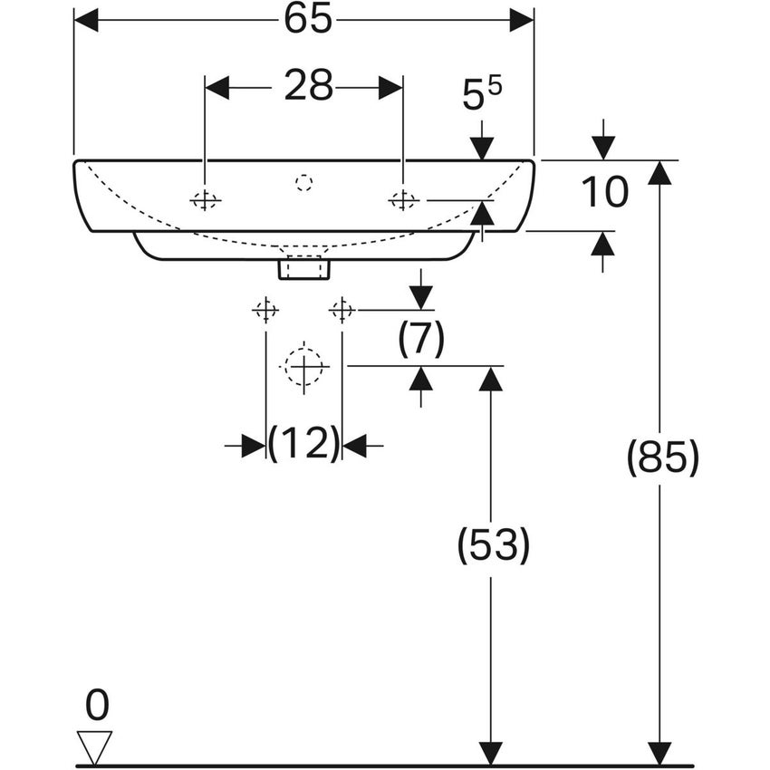 Immagine di Geberit SMYLE lavabo L.65 cm, per rubinetteria monoforo, con troppopieno, colore bianco finitura lucido 500.230.01.1