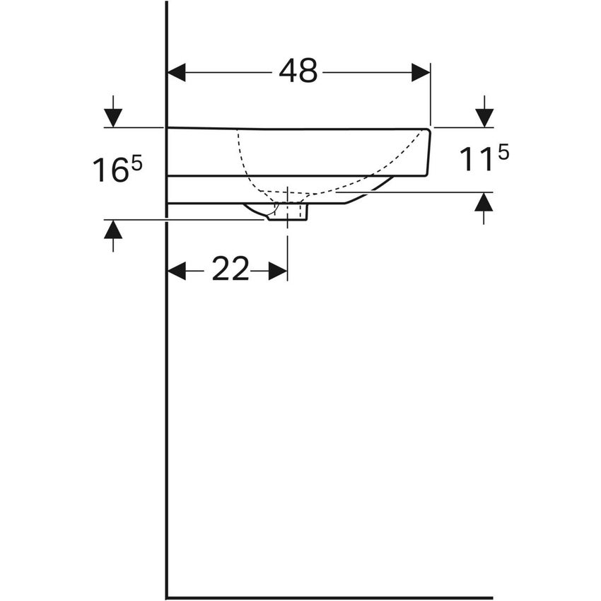 Immagine di Geberit SMYLE lavabo rettangolare L.75 cm, con foro rubinetteria e troppopieno, colore bianco finitura lucido 500.249.01.1