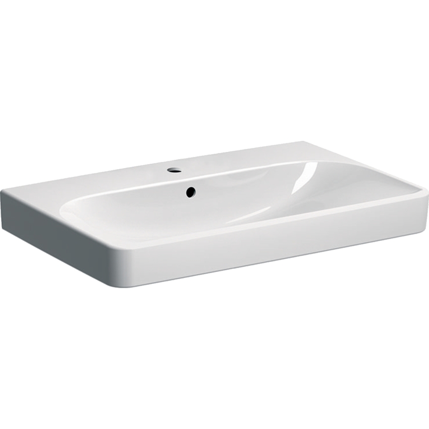 Immagine di Geberit SMYLE lavabo rettangolare L.75 cm, con foro rubinetteria e troppopieno, colore bianco finitura lucido 500.249.01.1