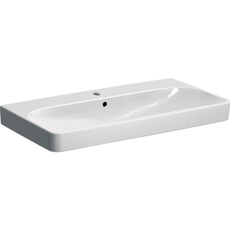 Geberit SMYLE lavabo rettangolare L.90 cm, con foro rubinetteria e troppopieno, colore bianco finitura KeraTect 500.251.01.8