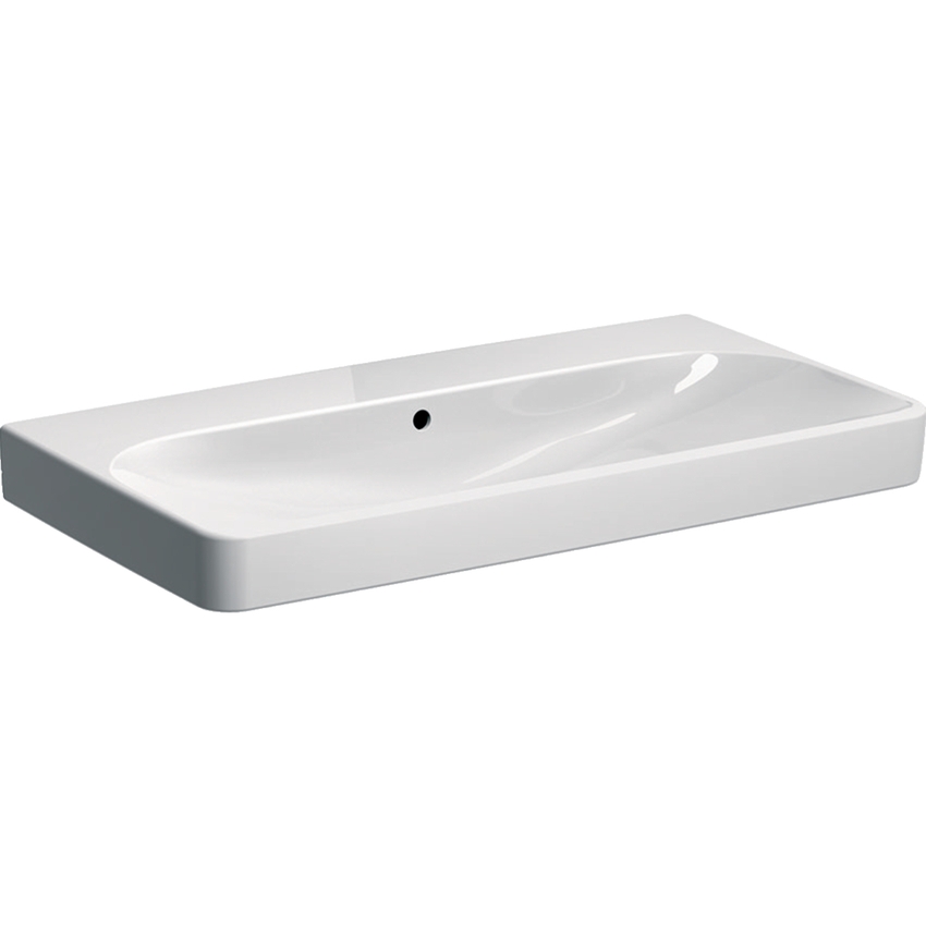 Immagine di Geberit SMYLE lavabo rettangolare L.90 cm, senza foro per rubinetteria, con troppopieno, colore bianco finitura lucido 500.250.01.1