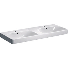 Immagine di Geberit SMYLE lavabo rettangolare doppio L.120 cm, con 2 fori singoli rubinetteria e troppopieno, colore bianco finitura lucido 500.223.01.1