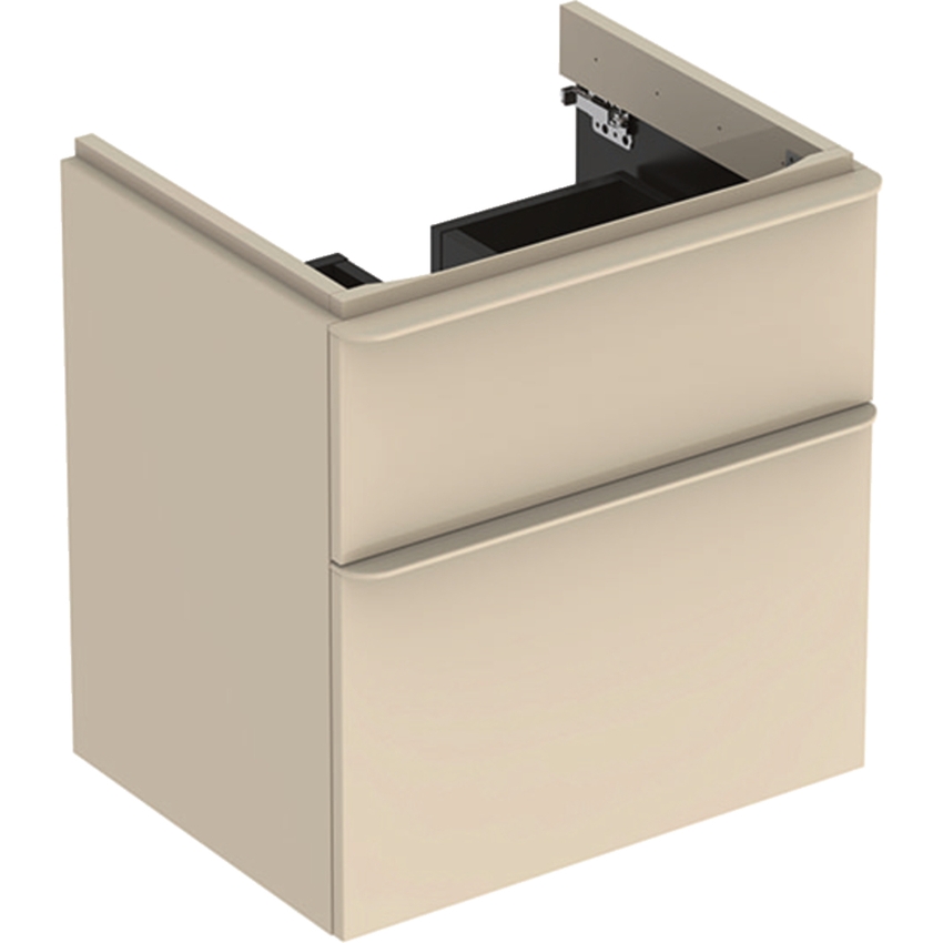 Immagine di Geberit SMYLE mobile sospeso L.60 cm per lavabo, con due cassetti a chiusura ammortizzata, colore grigio sabbia finitura lucido 500.352.JL.1