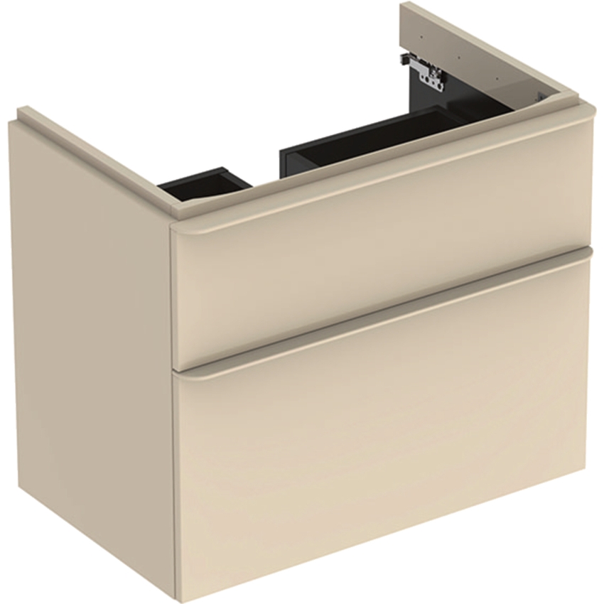 Immagine di Geberit SMYLE mobile sospeso L.75 cm per lavabo, con due cassetti a chiusura ammortizzata, colore grigio sabbia finitura lucido 500.353.JL.1
