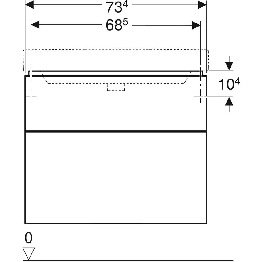 Immagine di Geberit SMYLE mobile sospeso L.75 cm per lavabo, con due cassetti a chiusura ammortizzata, finitura noce americano 500.353.JR.1