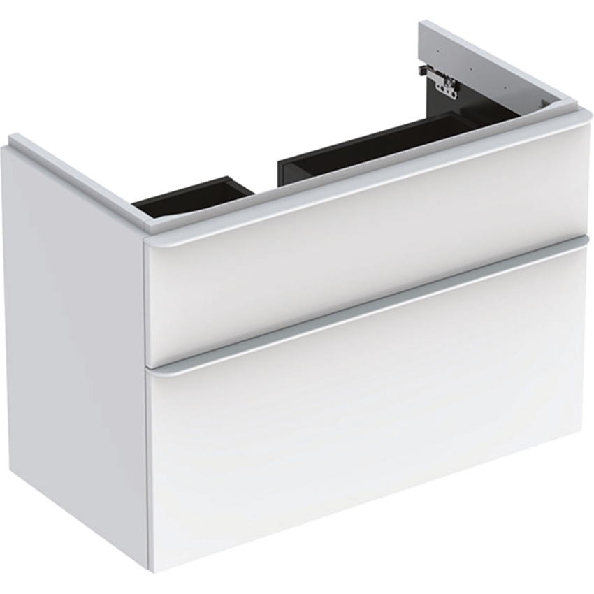 Immagine di Geberit SMYLE mobile sospeso L.90 cm per lavabo, con due cassetti a chiusura ammortizzata, colore bianco finitura lucido 500.354.00.1