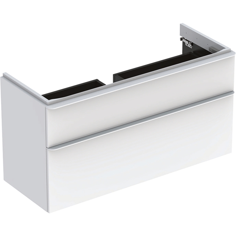 Geberit SMYLE mobile sospeso 120 cm per lavabo, con due cassetti e chiusura ammortizzata, colore bianco finitura lucido 500.355.00.1