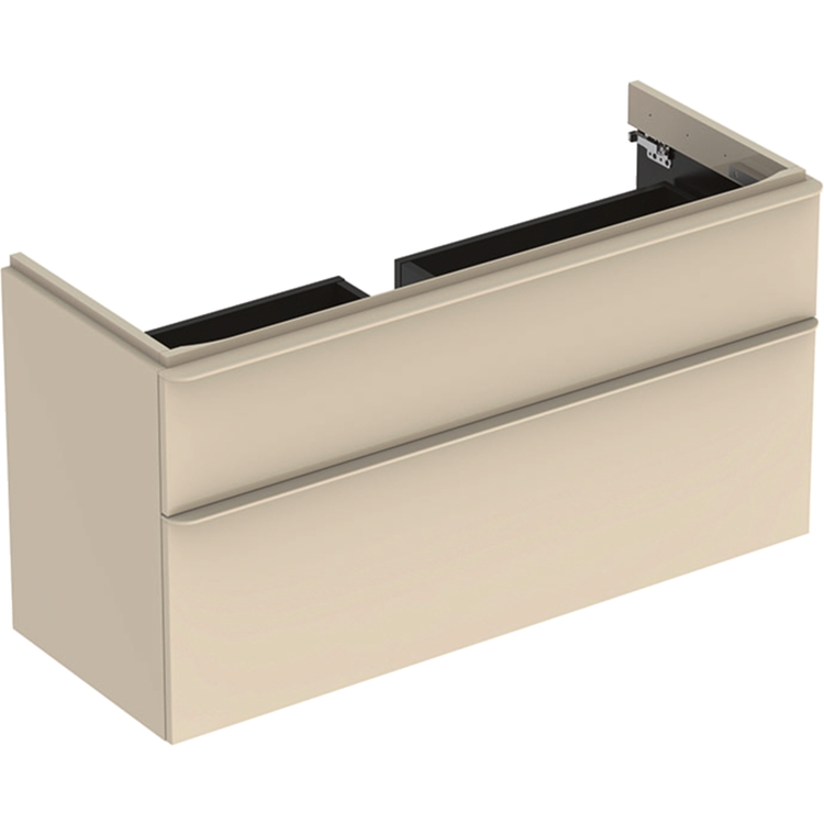 Geberit SMYLE mobile sospeso 120 cm per lavabo, con due cassetti e chiusura ammortizzata, colore grigio sabbia finitura lucido 500.355.JL.1