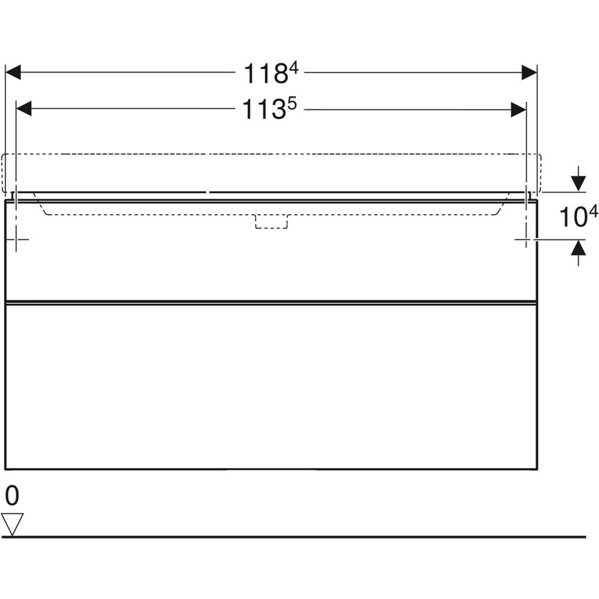 Immagine di Geberit SMYLE mobile sospeso L.120 cm per lavabo, con due cassetti a chiusura ammortizzata, finitura noce americano 500.355.JR.1