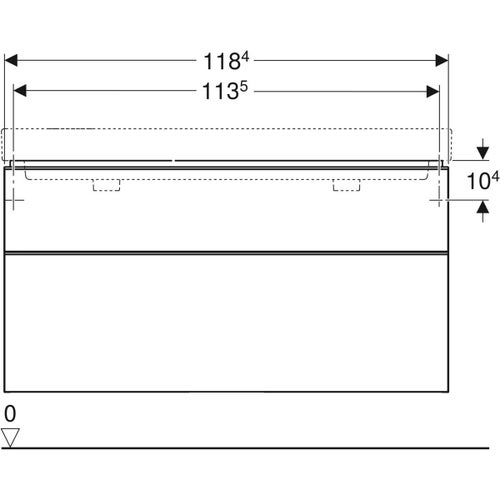 Immagine di Geberit SMYLE mobile sospeso doppio L.120 cm, con due cassetti a chiusura ammortizzata, finitura noce americano 500.356.JR.1