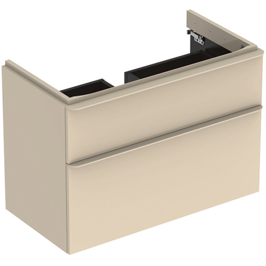 Immagine di Geberit SMYLE mobile sospeso L.90 cm per lavabo, con due cassetti a chiusura ammortizzata, colore grigio sabbia finitura lucido 500.354.JL.1