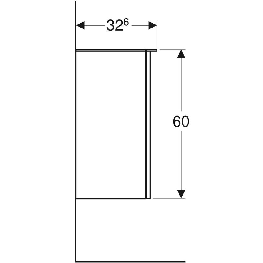 Immagine di Geberit SMYLE SQUARE mobile laterale H.60 cm, con un'anta a chiusura ammortizzata, apertura a destra, colore lava finitura opaco 500.359.JK.1