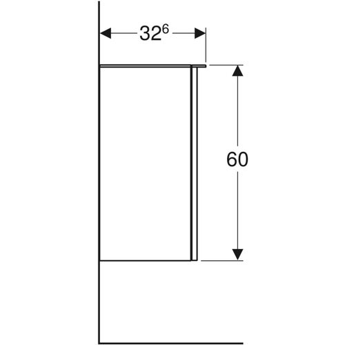 Immagine di Geberit SMYLE SQUARE mobile laterale H.60 cm, con un'anta a chiusura ammortizzata, apertura a sinistra, colore grigio sabbia finitura lucido 500.360.JL.1