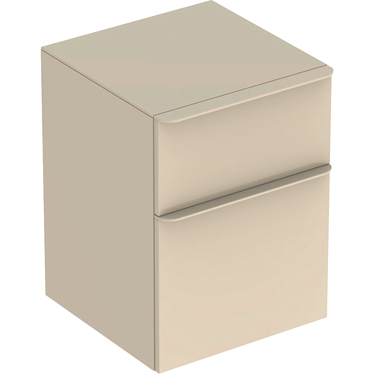 Immagine di Geberit SMYLE SQUARE mobile laterale con due cassetti 45 cm, colore grigio sabbia finitura lucido 500.357.JL.1