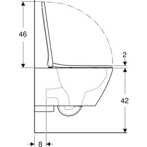 Immagine di Geberit SMYLE SQUARE set vaso sospeso Rimfree, a cacciata, con fissaggio nascosto, e sedile del vaso a chiusura ammortizzata, colore bianco finitura lucido 500.683.01.1