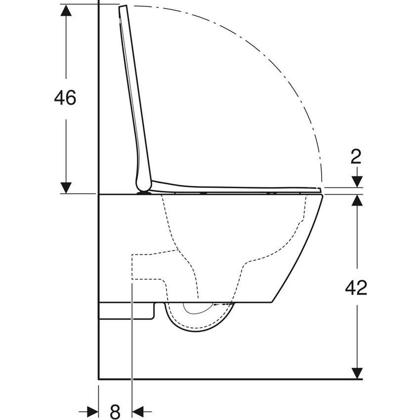 Immagine di Geberit SMYLE SQUARE set vaso sospeso Rimfree, a cacciata, con fissaggio nascosto, e sedile del vaso a chiusura ammortizzata, colore bianco finitura lucido 500.683.01.1