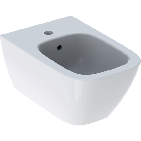 Immagine di Geberit SMYLE bidet sospeso, con foro rubinetteria e troppopieno, fissaggio nascosto, colore bianco finitura lucido 500.209.01.1