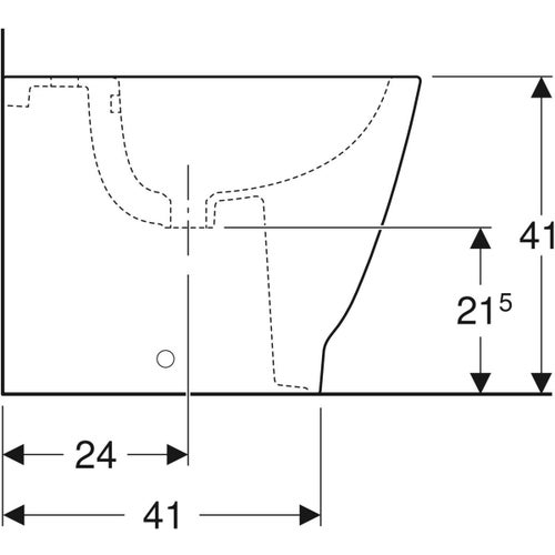 Immagine di Geberit SMYLE SQUARE bidet a pavimento, a filo parete, con fissaggio nascosto, con foro rubinetteria e troppopieno, colore bianco finitura lucido 500.841.00.1
