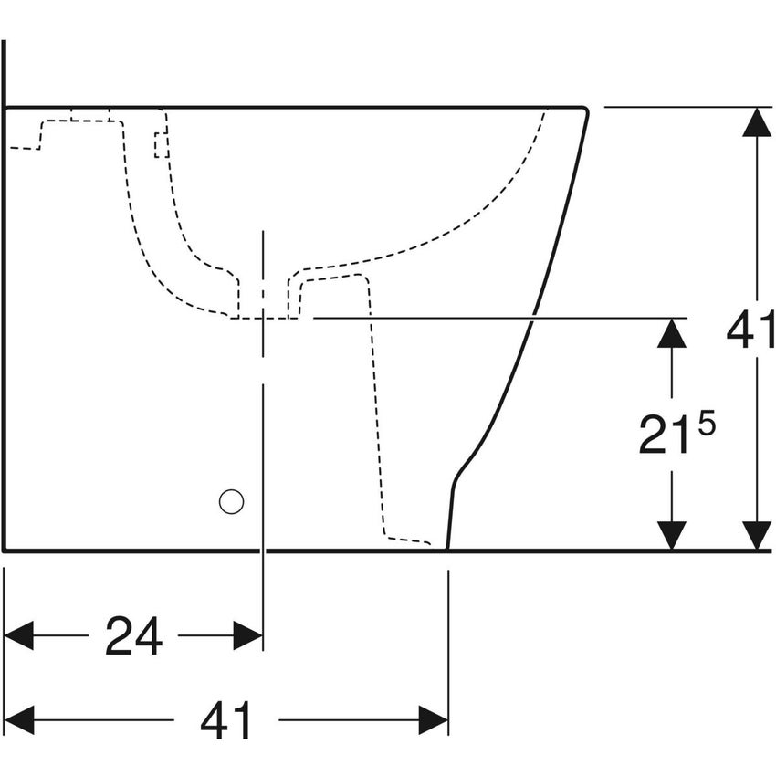Immagine di Geberit SMYLE SQUARE bidet a pavimento, a filo parete, con fissaggio nascosto, con foro rubinetteria e troppopieno, colore bianco finitura lucido 500.841.00.1