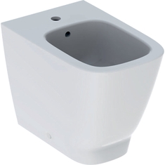 Immagine di Geberit SMYLE SQUARE bidet a pavimento, a filo parete, con fissaggio nascosto, con foro rubinetteria e troppopieno, colore bianco finitura lucido 500.841.00.1