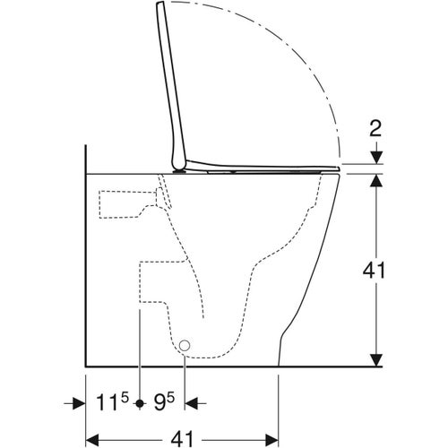 Immagine di Geberit SMYLE SQUARE set vaso sospeso Rimfree, a cacciata, a filo parete con fissaggio nascosto, sedile del vaso a chiusura ammortizzata, colore bianco finitura lucido 500.829.00.1