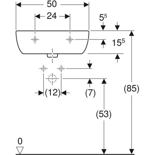 Immagine di Geberit FANTASIA lavamani L.50 cm, con foro rubinetteria e troppopieno, colore bianco finitura lucido 500.893.00.1